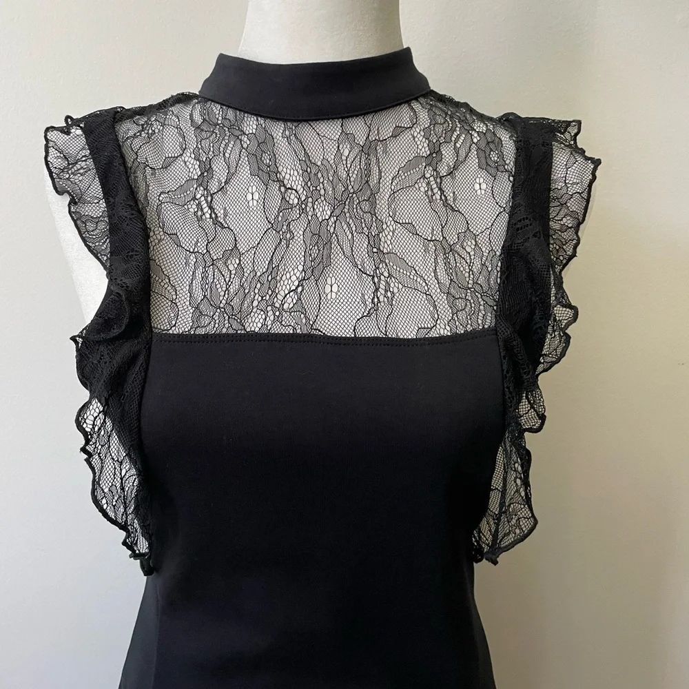 Free People Size Small Black Bodycon Stretchy Lace Dress
